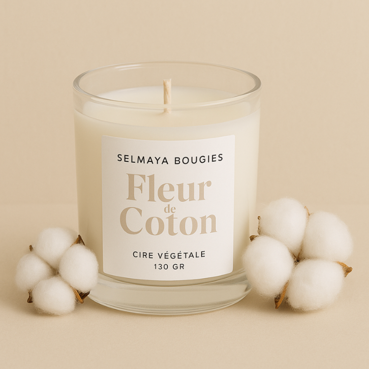 Bougie parfumée Fleur de coton - Bougie parfumée au notes floral de fleur de coton
