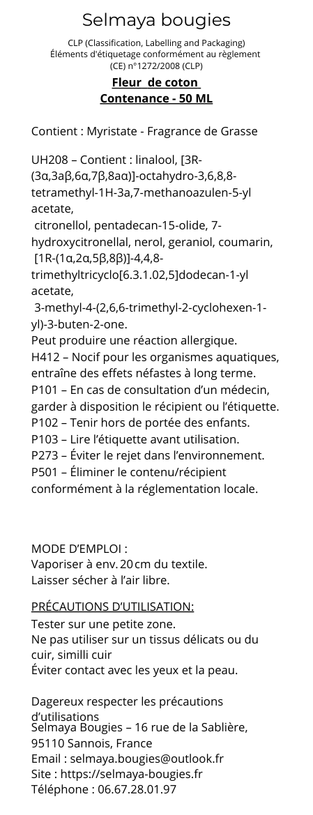 Fleur de coton - Spray parfumé pour le linge de maison