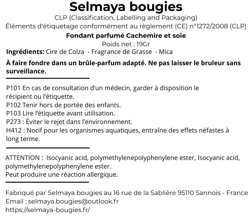 Cachemire et soie 19gr - fondant parfumé naturel - format tartelette vendor-unknown