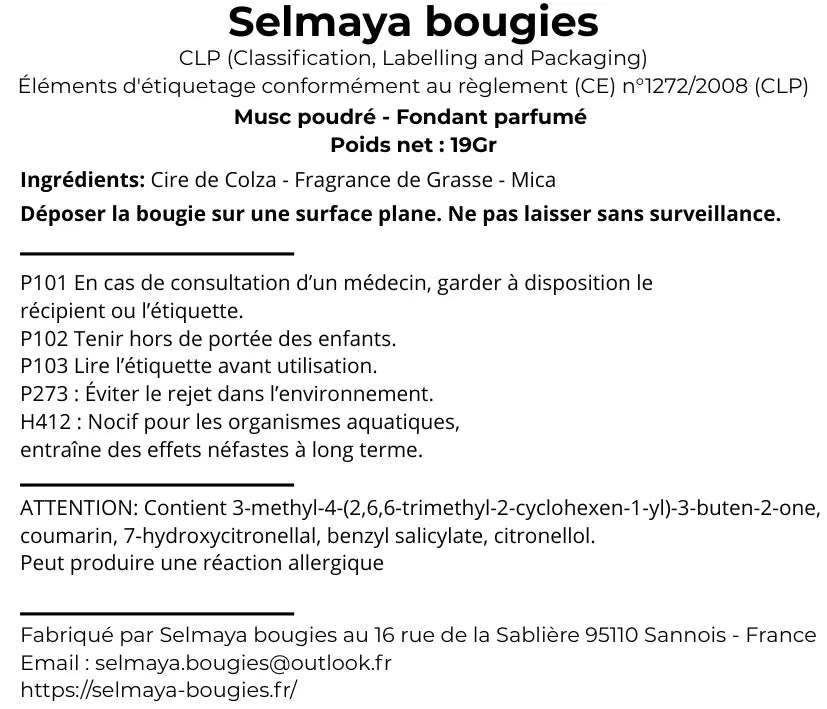Fondant parfumé - Musc poudré 19gr  - Fait main en France vendor-unknown