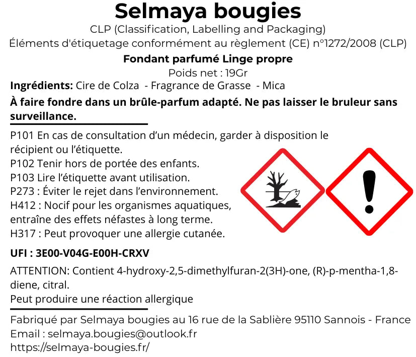 Fondant parfumé linge propre - Selmaya bougies vendor-unknown