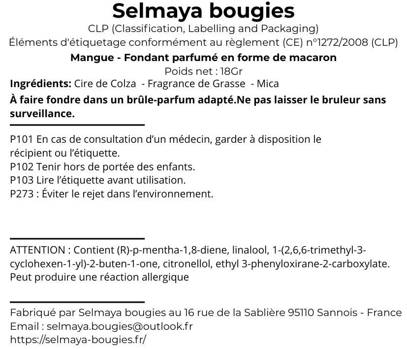 Mangue - Fondant parfumé  - pièce - Selmaya bougies vendor-unknown