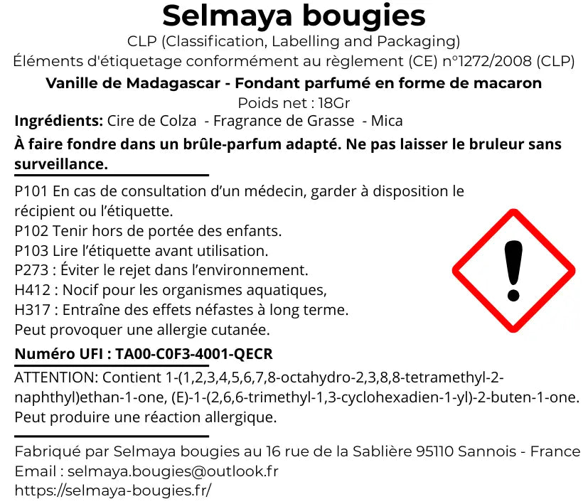 Vanille de Madagascar 18gr - Fondant bougie en forme de macaron - pièce vendor-unknown