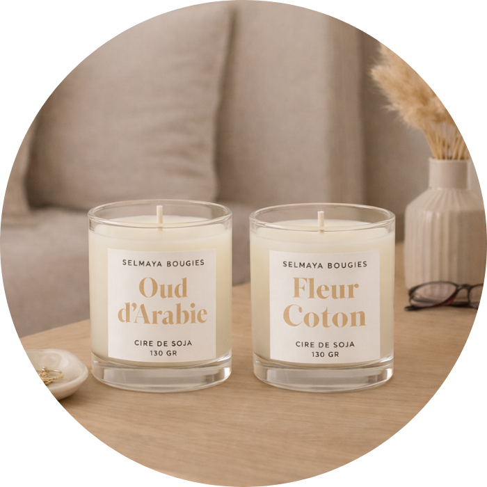 Collection bougies parfumées 130g cire de soja longue durée - Selmaya Bougies