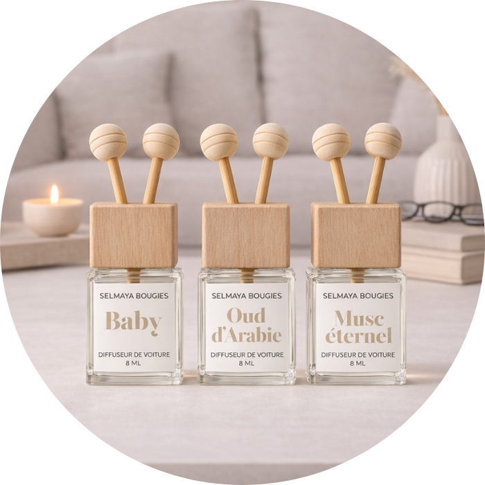 Collection diffuseurs de parfum pour voiture longue durée – Selmaya Bougies
