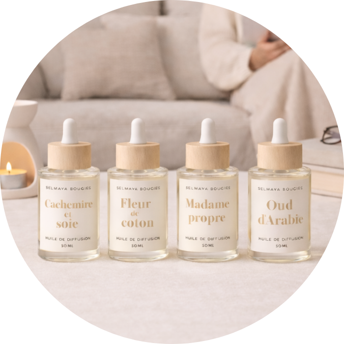 Collection huiles de diffusion parfumées pour brûleur – Selmaya Bougies
