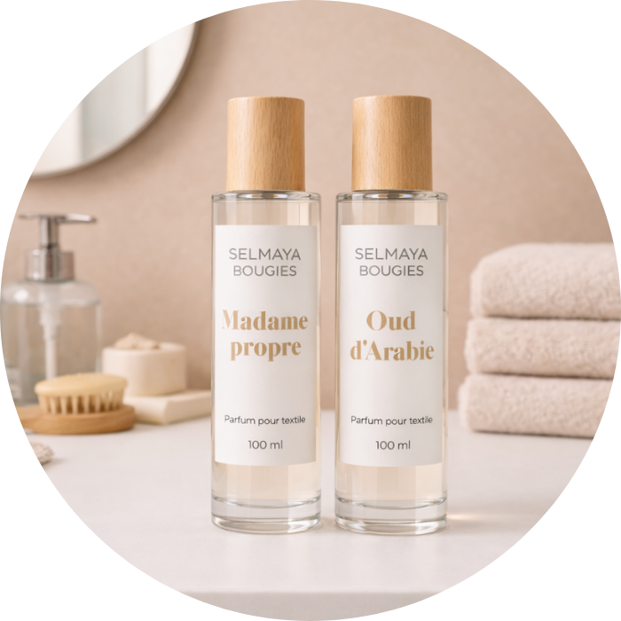 Collection sprays parfumés pour textile et linge de maison - Selmaya Bougies