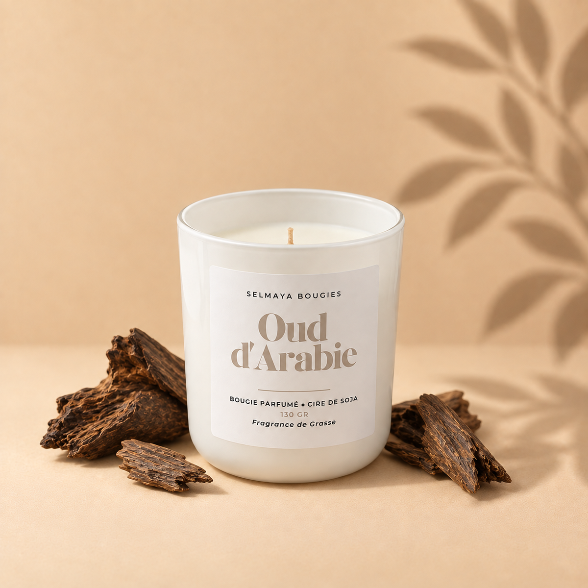 Bougie parfumée  Oud d'Arabie - 130g - 70h - Cire de Soja | Selmaya