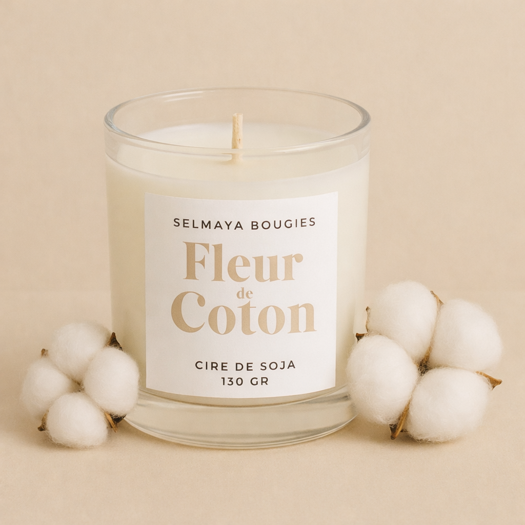 Bougie parfumée Fleur de coton - Bougie parfumée au notes floral de fleur de coton