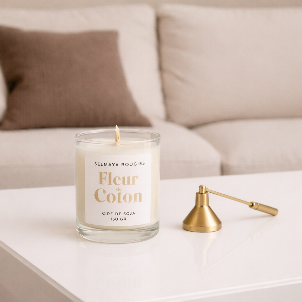 Bougie parfumée Fleur de coton - Bougie parfumée au notes floral de fleur de coton