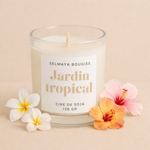 bougie parfumée Jardin Tropical cire de soja fabriquée en France Selmaya 150g