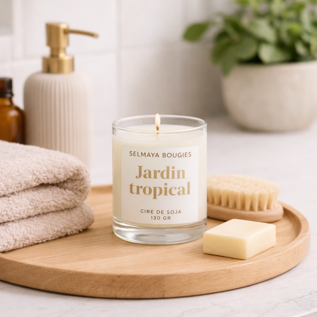Bougie parfumée Jardin Tropical - cire de soja, fabriquée en France