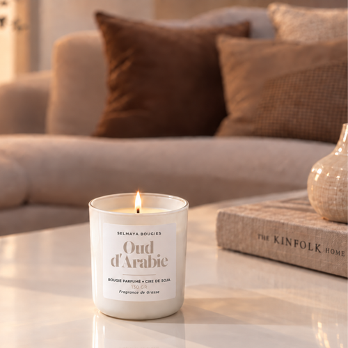 Bougie parfumée  Oud d'Arabie - 130g - 70h - Cire de Soja | Selmaya