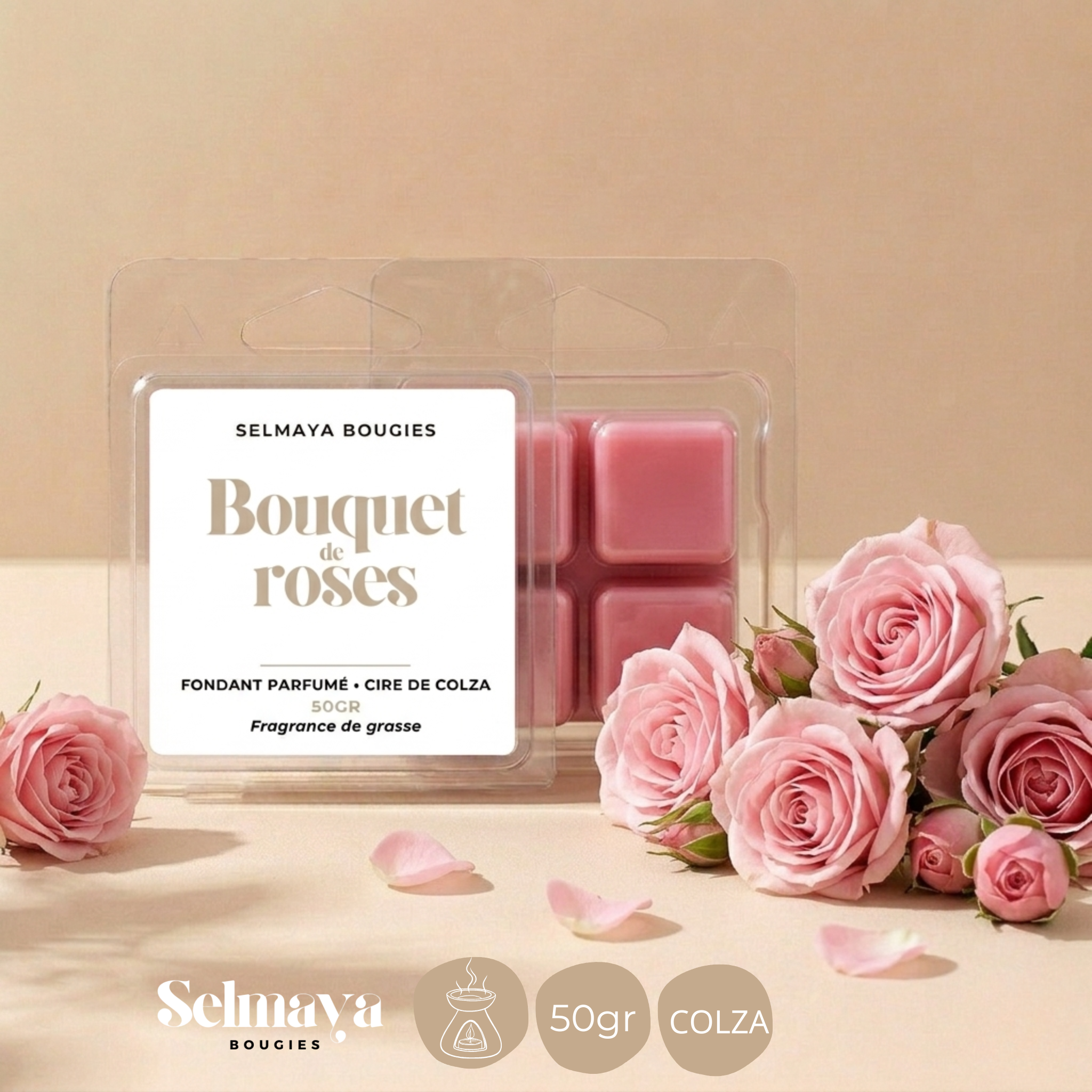Bouquet de roses 50 gr - Fondant parfumé qui sent la rose