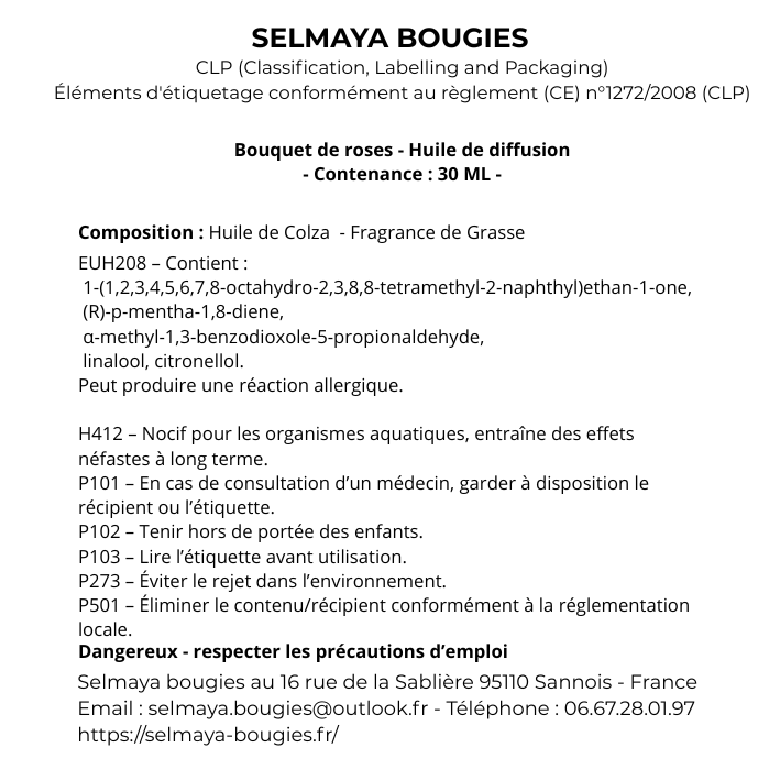 Huile de diffusion Bouquet de roses