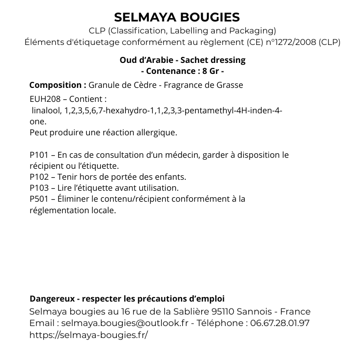 Oud d'Arabie - Sachet parfumé