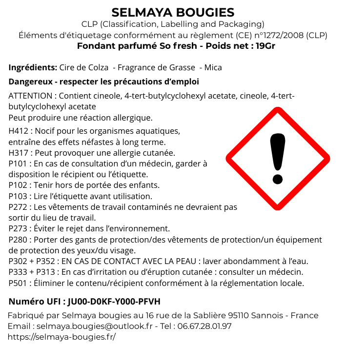 So fresh 19gr - Fondant bougie  pas cher