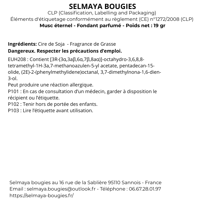 Musc éternel - fondant parfumé à la cire de Colza