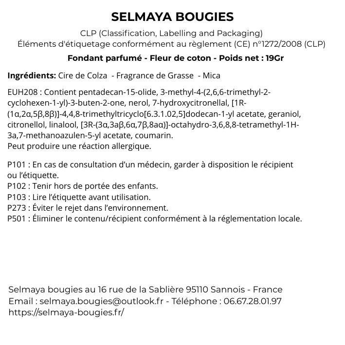 Fondant parfumé à la fleur de coton - 19 gr - Une caresse de douceur