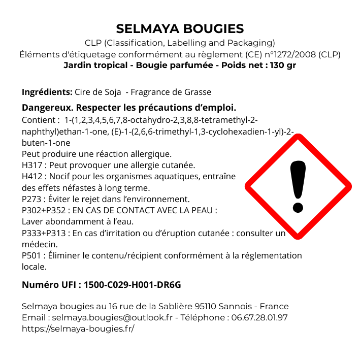 Bougie parfumée Jardin Tropical - cire de soja, fabriquée en France