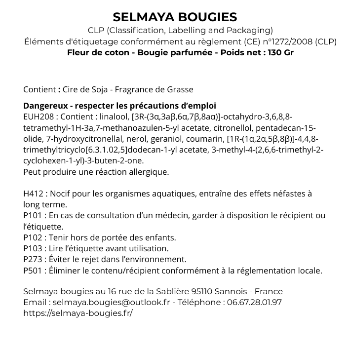 Bougie parfumée Fleur de coton - Bougie parfumée au notes floral de fleur de coton