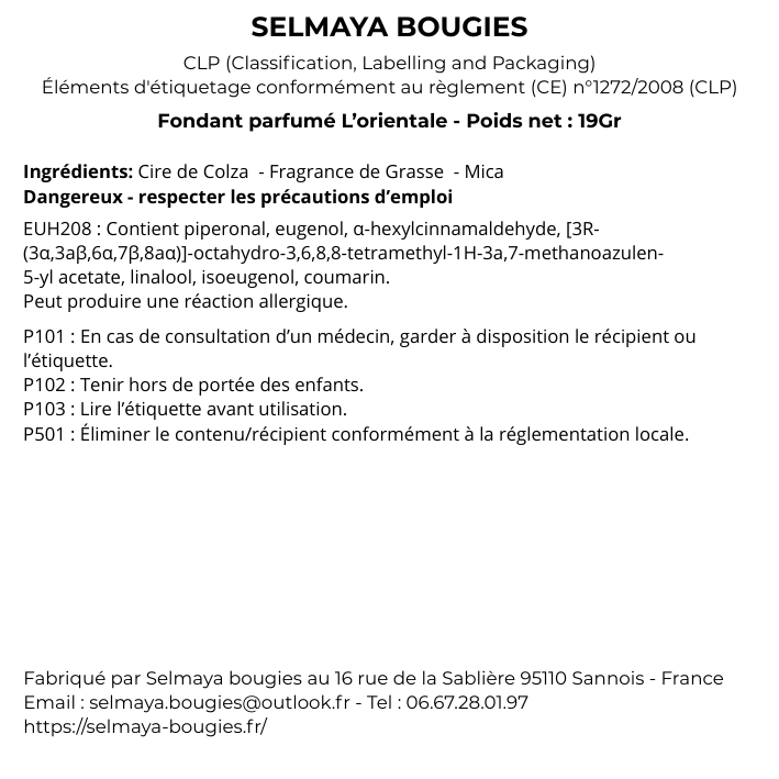 L'oriental 19gr - Fondant parfumé  - senteur boisée