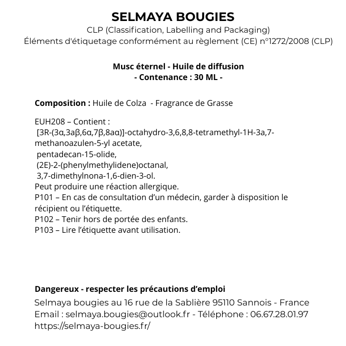 Musc éternel - Huile de diffusion 30 ml