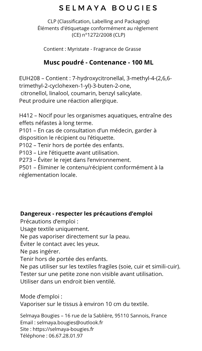 Spray textile Musc Poudré | Parfum linge de maison raffiné