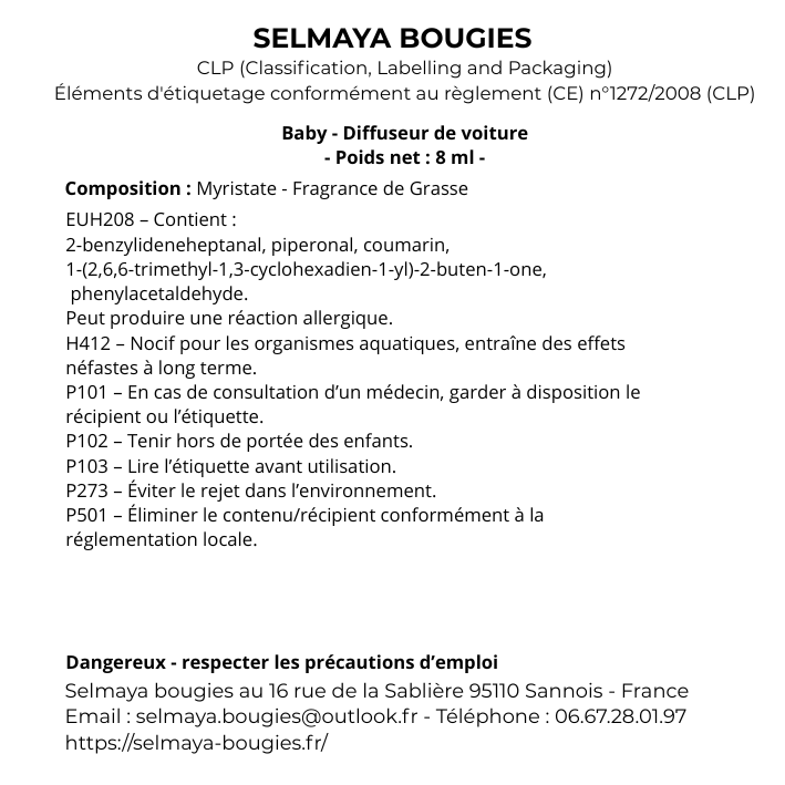 Baby - Diffuseur de parfum voiture