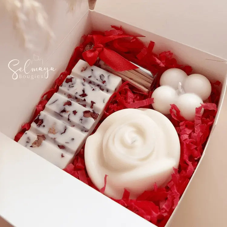 Découvrez le Coffret Amore - Le Coffret Cadeau Romantique Idéal selmaya.bougies