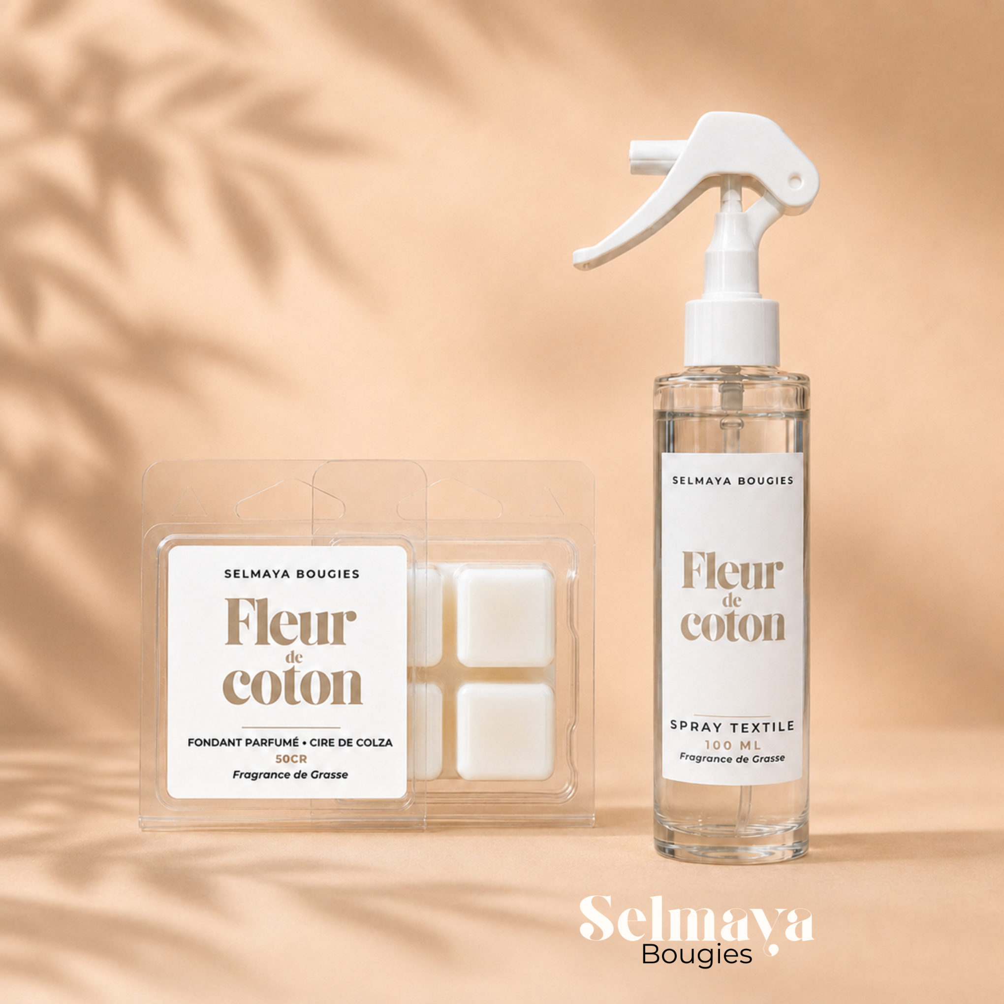 Duo Fleur de Coton : Spray Textile + Fondant Parfumé