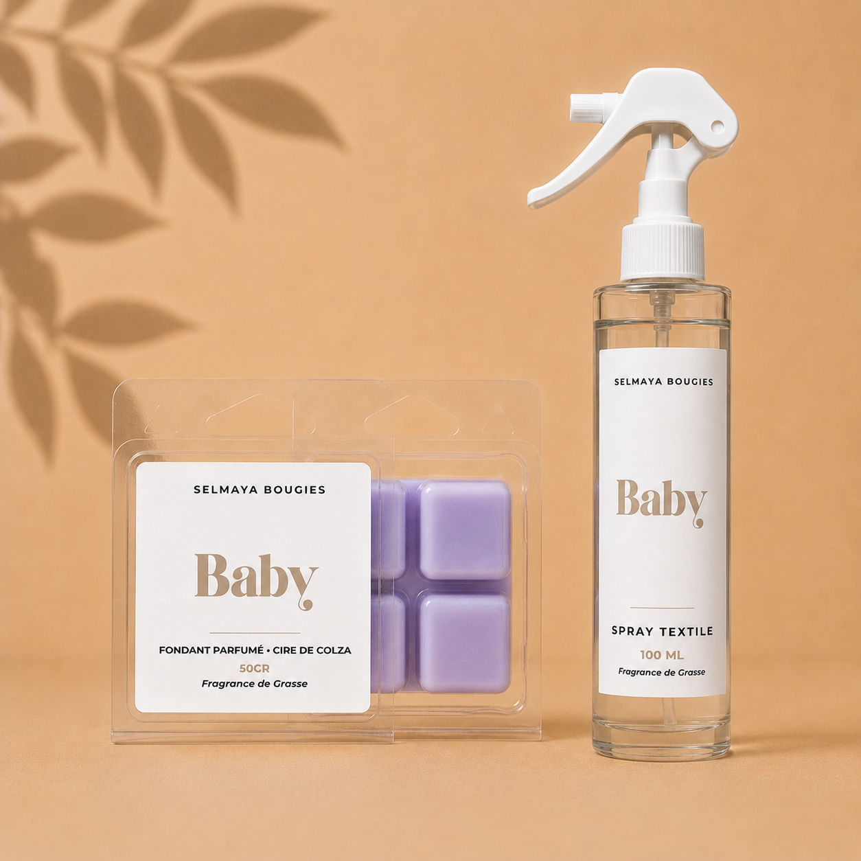 Duo Baby : Spray Textile + Fondant Parfumé Doux Poudré