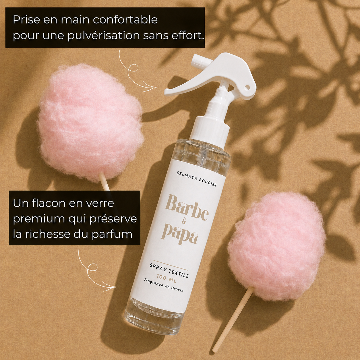 Spray textile Barbe à papa 100 ml | Selmaya Bougies
