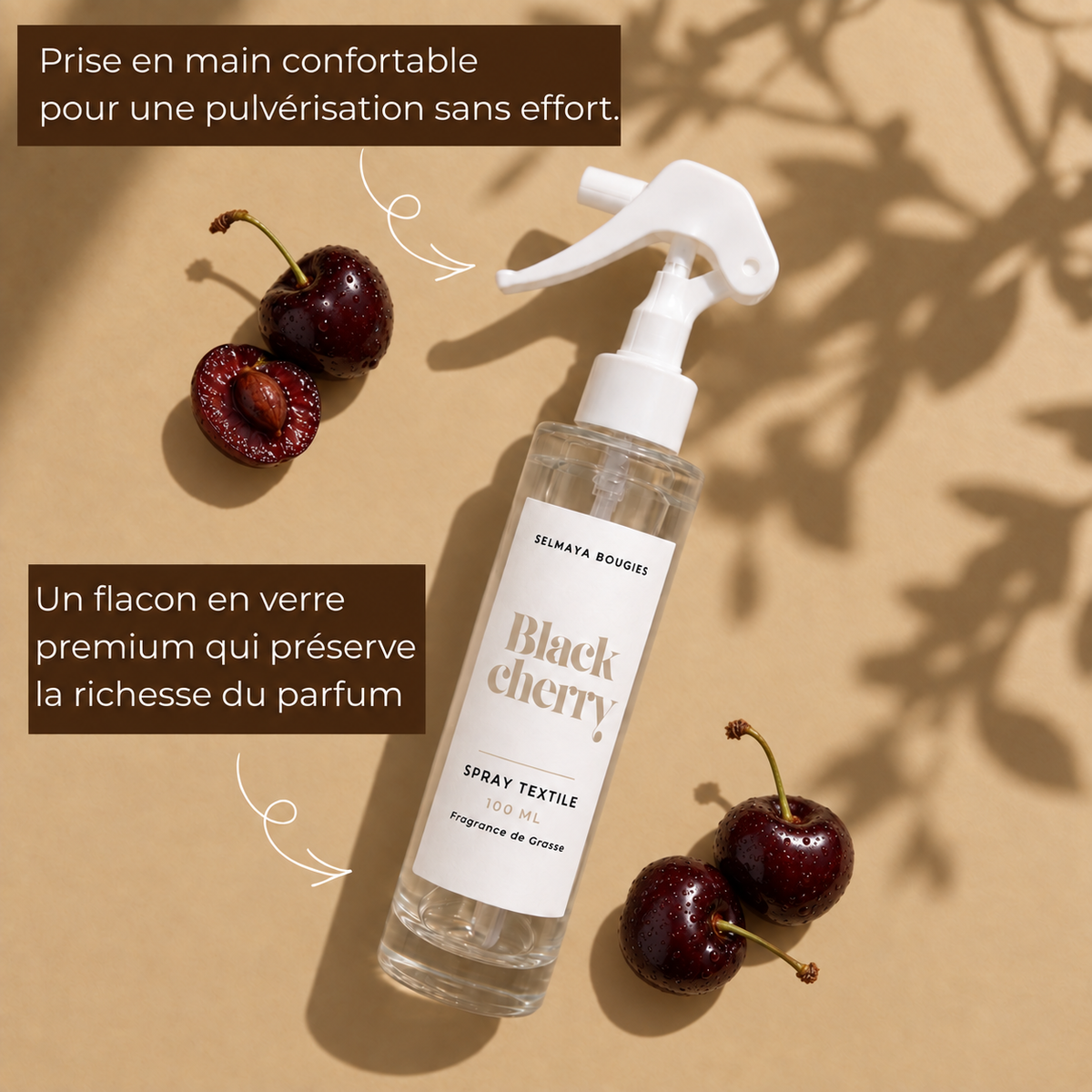 Spray textile Black cherry 100 ml | Selmaya Bougies