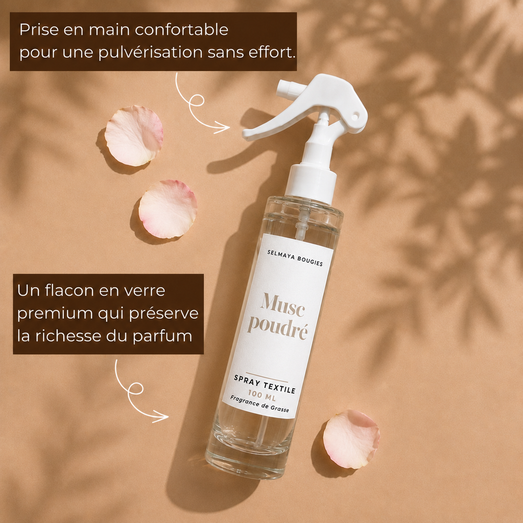 Spray textile Musc Poudré | Parfum linge de maison raffiné