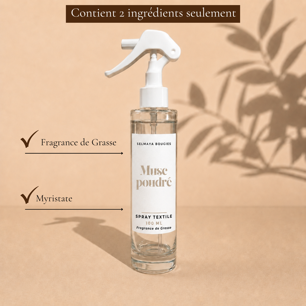 Spray textile Musc Poudré | Parfum linge de maison raffiné