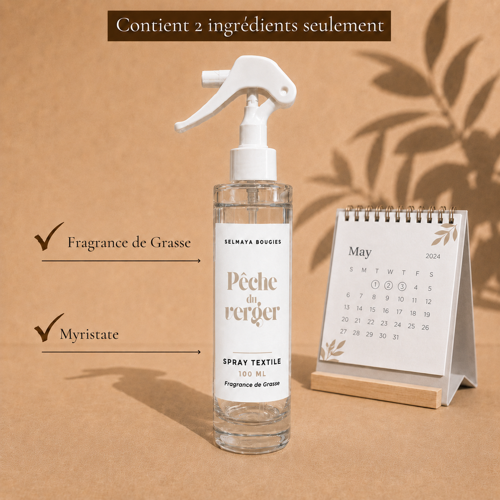 Spray textile Pêche du verger 100 ml | Selmaya Bougies