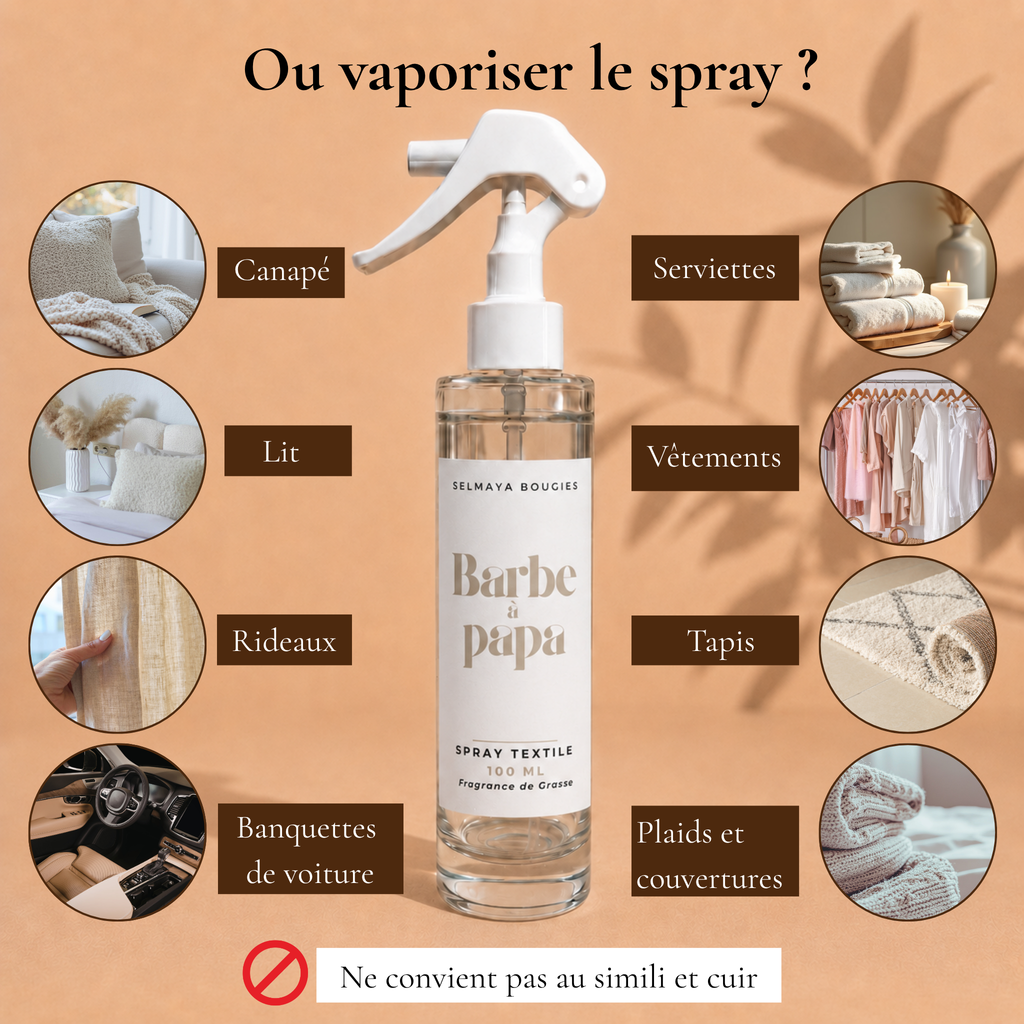 Spray textile Barbe à papa 100 ml | Selmaya Bougies