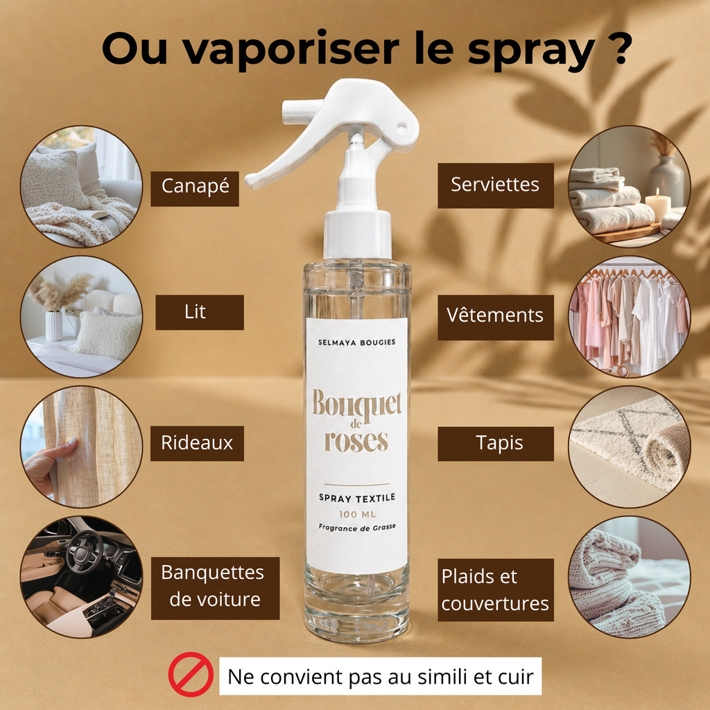 Spray textile Bouquet de Roses | Parfum linge de maison floral