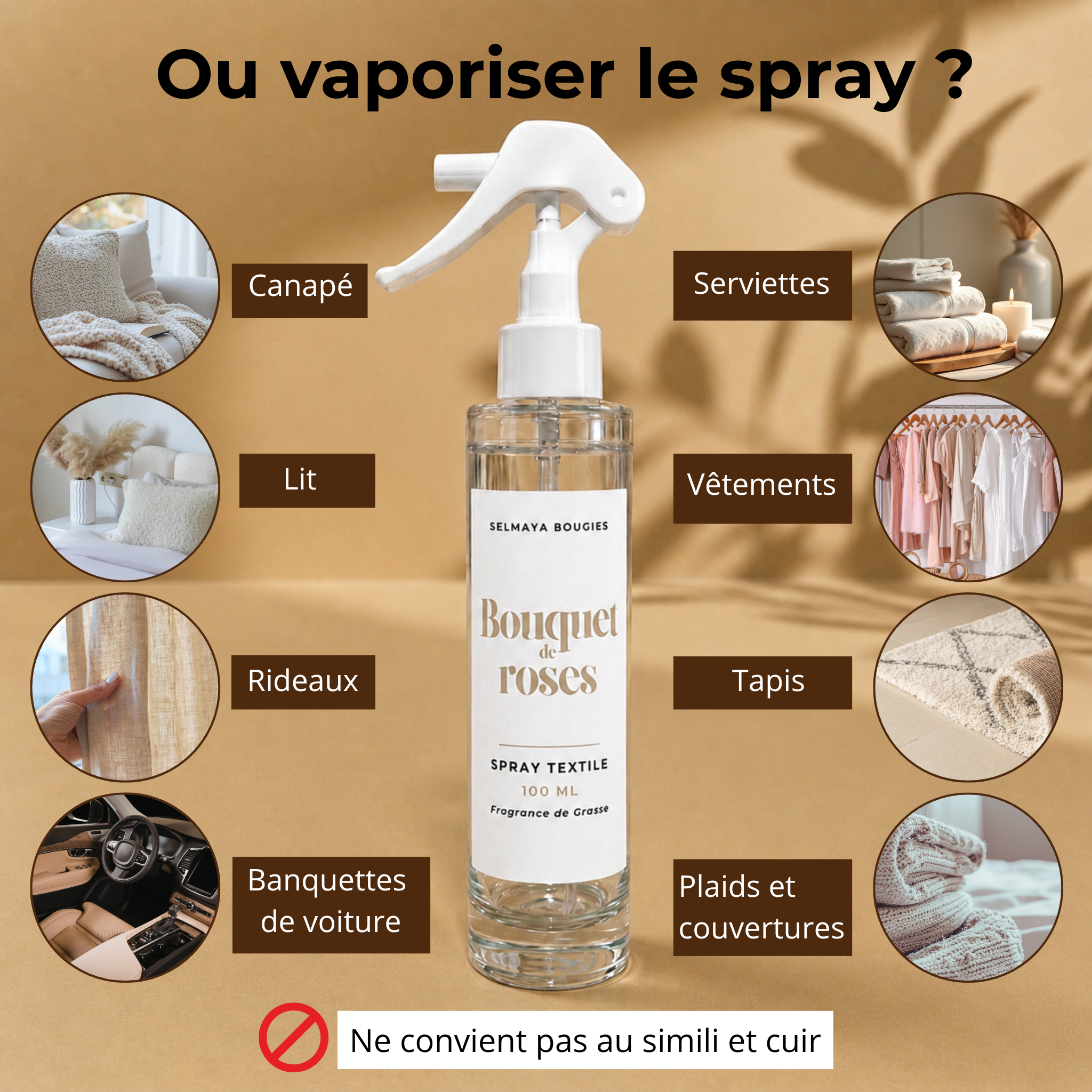 Spray textile Bouquet de Roses | Parfum linge de maison floral