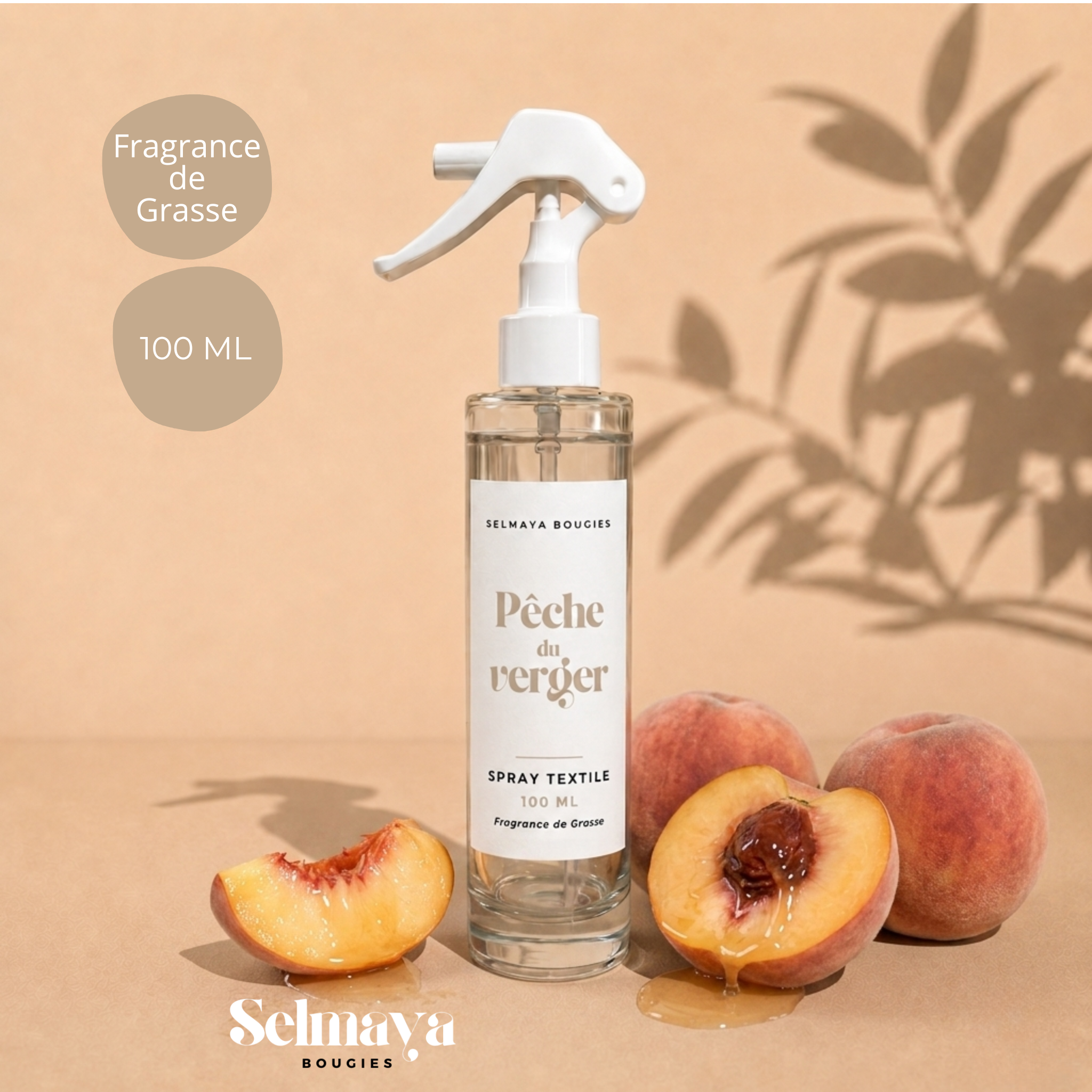 Spray textile Pêche du verger 100 ml | Selmaya Bougies